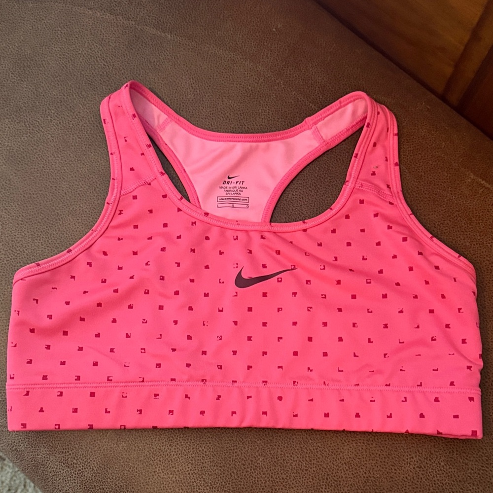 Nike Pink Patterned Racerback Sports Bra
